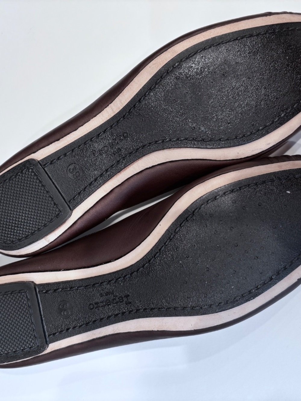 Repetto Ballet Flats 39/US size 8 Chocolate Brown Leather Square Toe French Chic - Picture 10 of 12